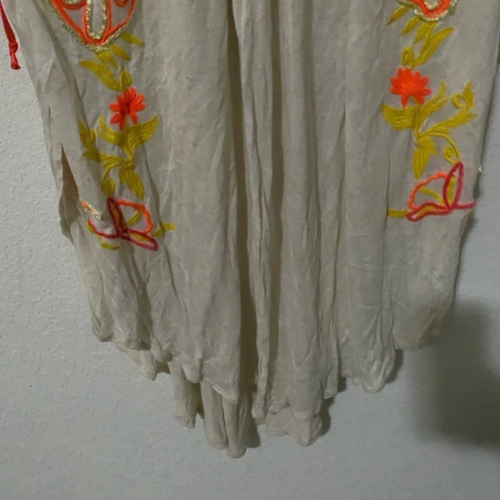Free People Summer Lovin Embroidered Asymmetrical Boho Tunic Top Dress Size XS